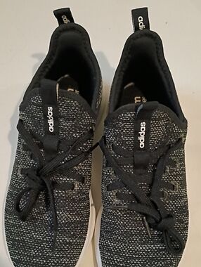 adidas Black and Gray Knit Slip-On Sneakers Size 6